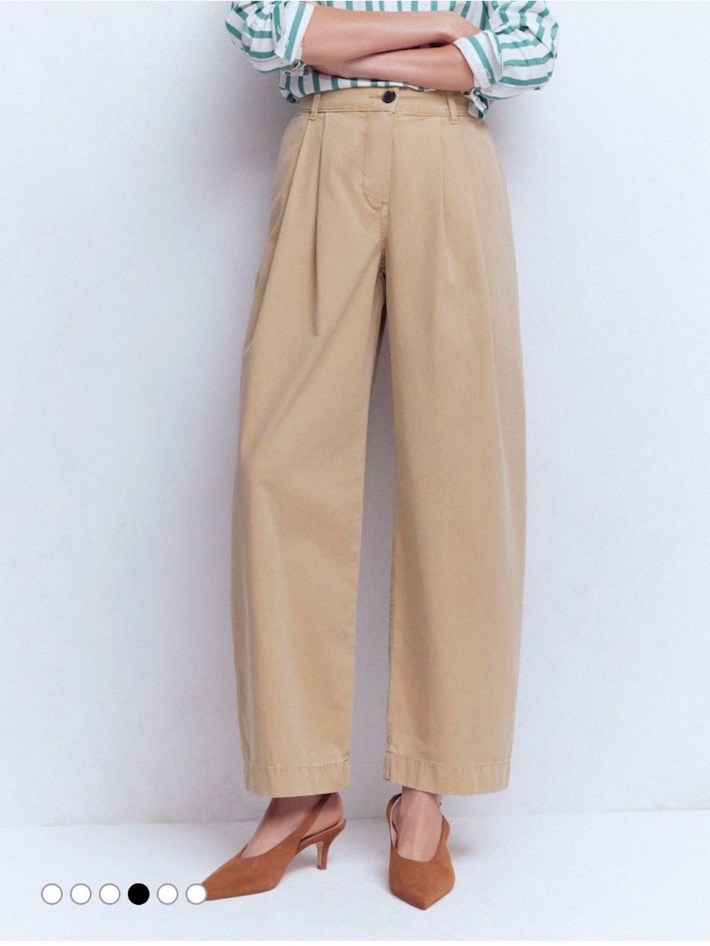 Boden Cream Pleat Barrel Leg Trousers in Khaki Size US 4. NWT